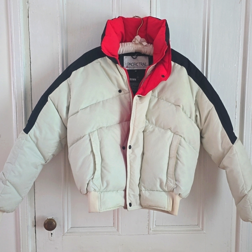 Vintage Pacific Trail Down Long Sleeve Short Puffer Coat Jacket 39441